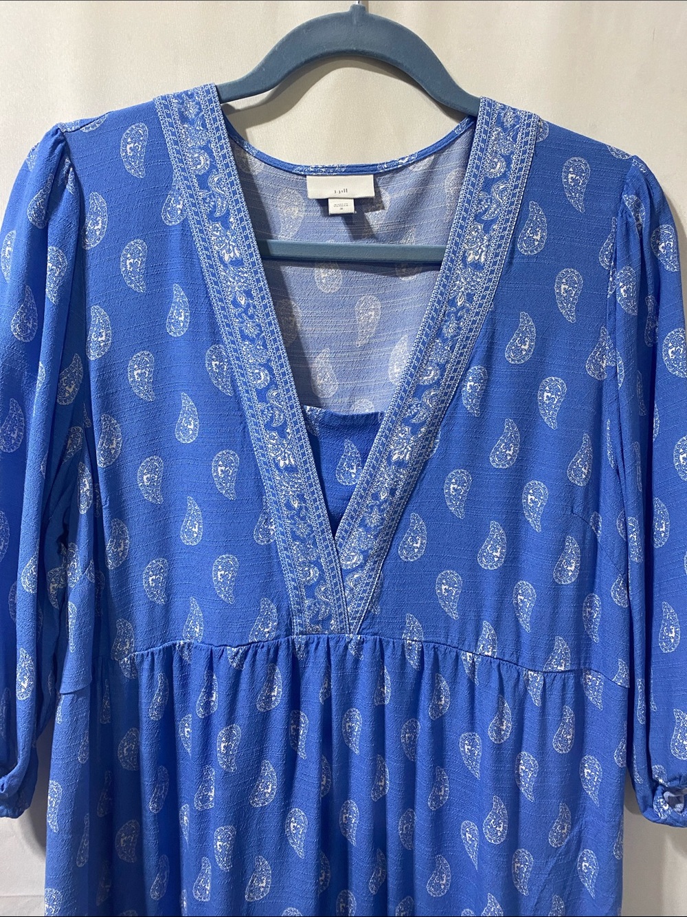 J. Jill Blue Paisley V-Neck Dress - Picture 3 of 10
